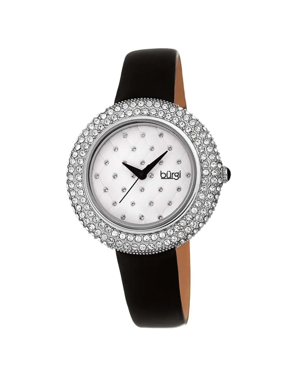 Женские часы Burgi с циферблатом Аргайл, ремешком Glamor и кристаллами Swarovski