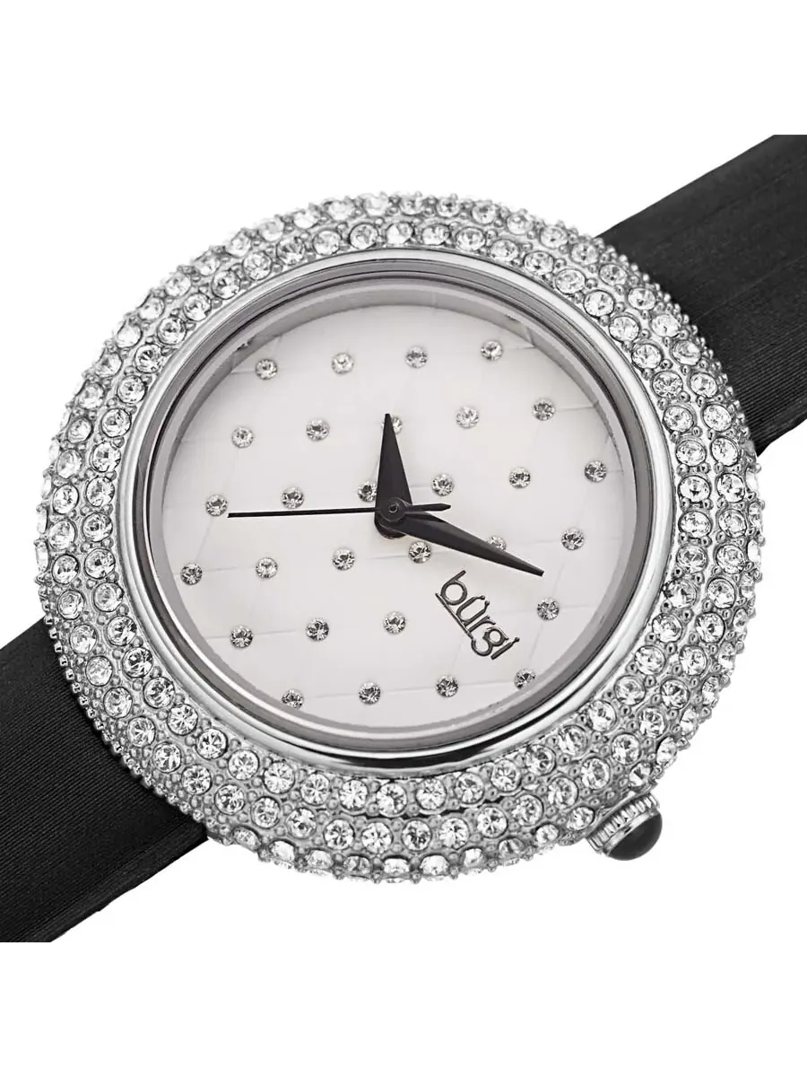 Женские часы Burgi с циферблатом Аргайл, ремешком Glamor и кристаллами Swarovski — изображение 2 из 4, оттенок серебряный