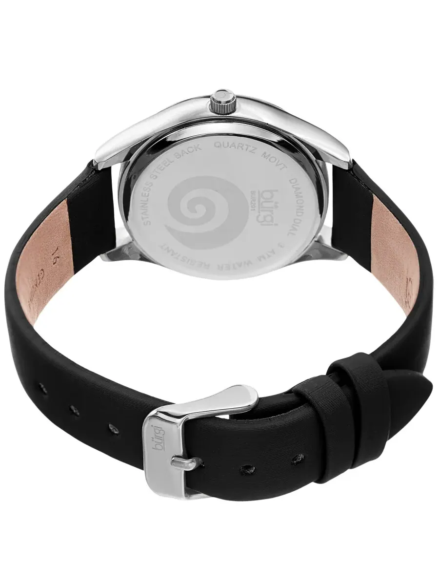 Женские часы Burgi Swirl Quartz с черным циферблатом и бриллиантом BUR201SSBK — изображение 4 из 4, оттенок серебряный
