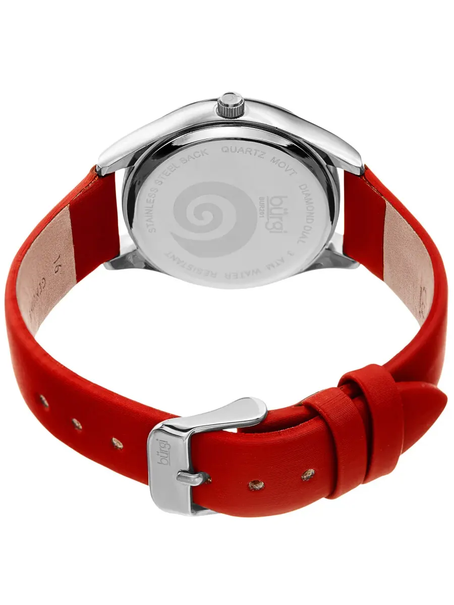 Женские часы Burgi Swirl Quartz с красным циферблатом и бриллиантами BUR201RD — изображение 4 из 4, оттенок серебряный