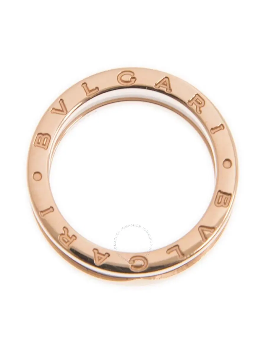 Кольцо Bvlgari B.Zero1 из 18-каратного розового золота и белой керамики с двумя кольцами — изображение 3 из 4, оттенок золото