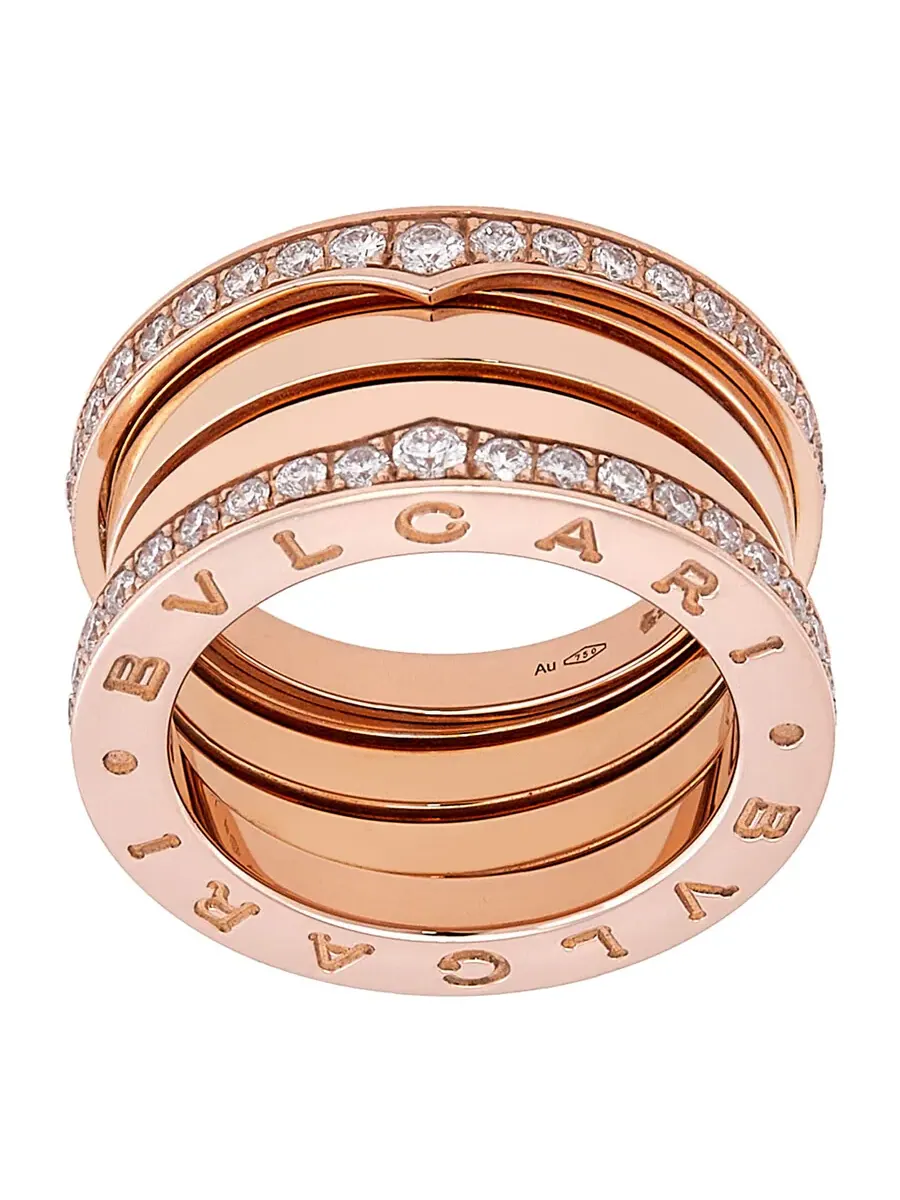 Кольцо Bvlgari B.Zero1 18 карат розовое золото, 4 полосы с бриллиантами, размер 51 — изображение 2 из 2