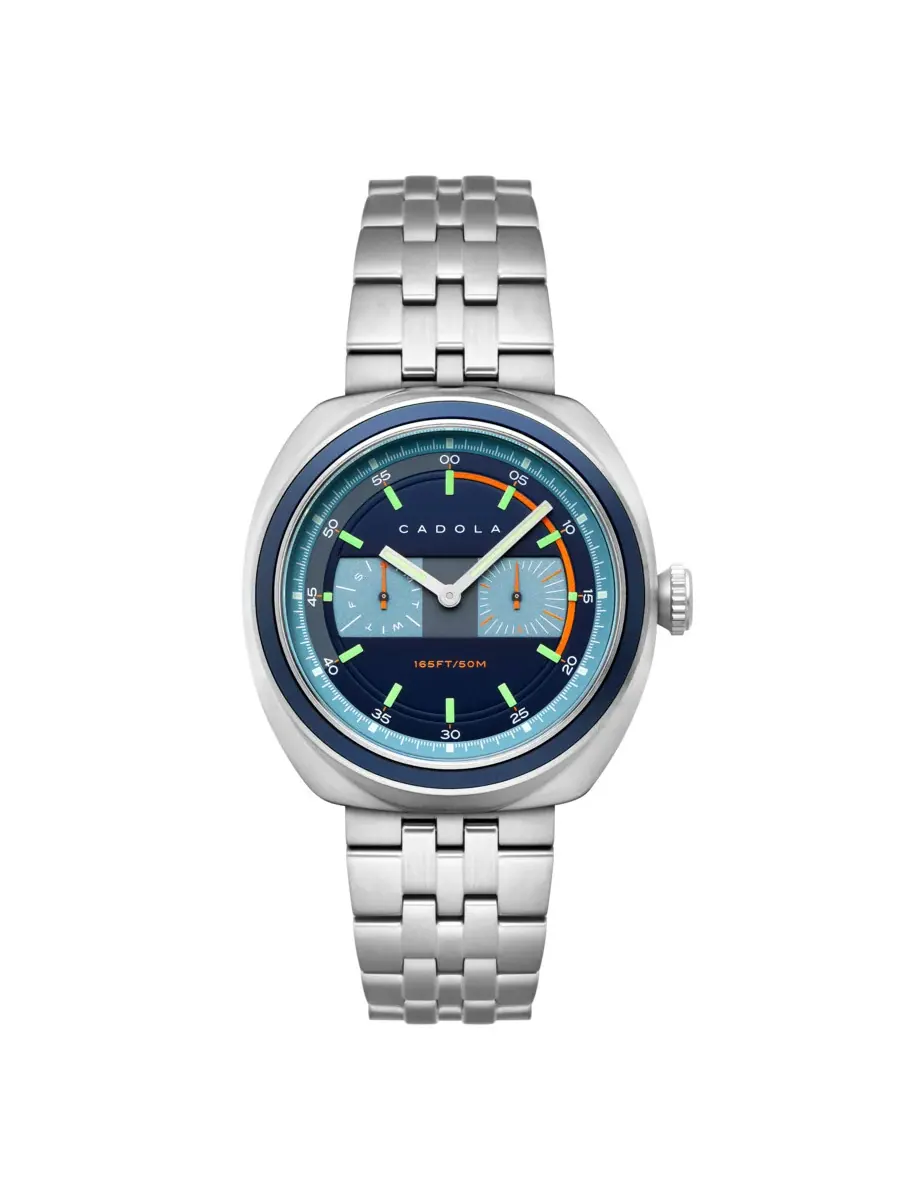 Мужские часы Cadola Giulia GMT Quartz с синим циферблатом CD-1043-11 — серебристый