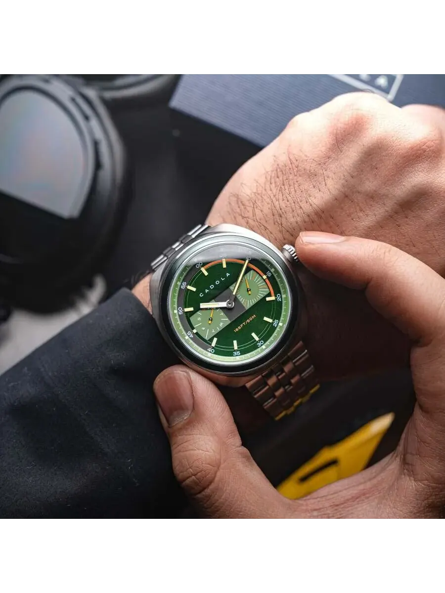 Мужские часы Cadola Giulia GMT Quartz с зеленым циферблатом CD-1043-22 — изображение 2 из 4, оттенок серебряный