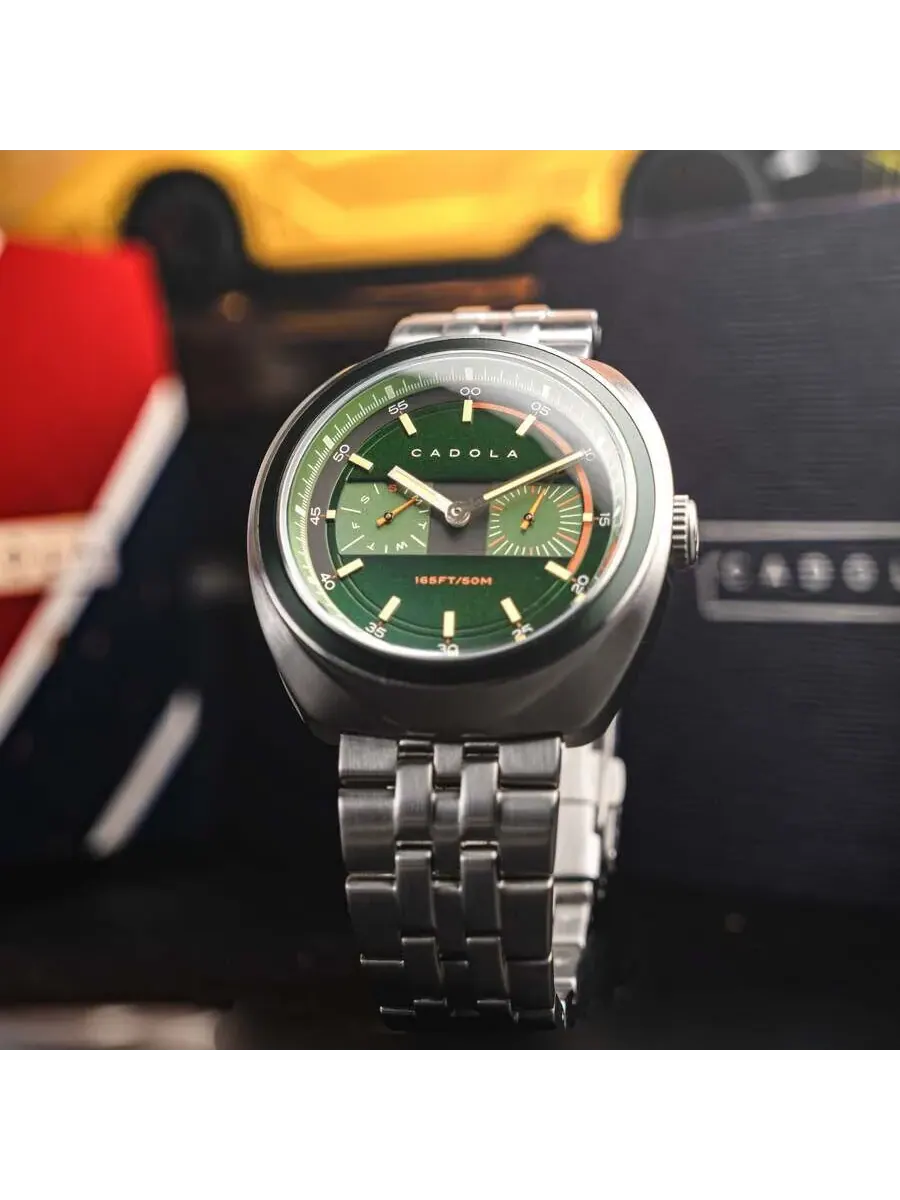 Мужские часы Cadola Giulia GMT Quartz с зеленым циферблатом CD-1043-22 — изображение 3 из 4, оттенок серебряный