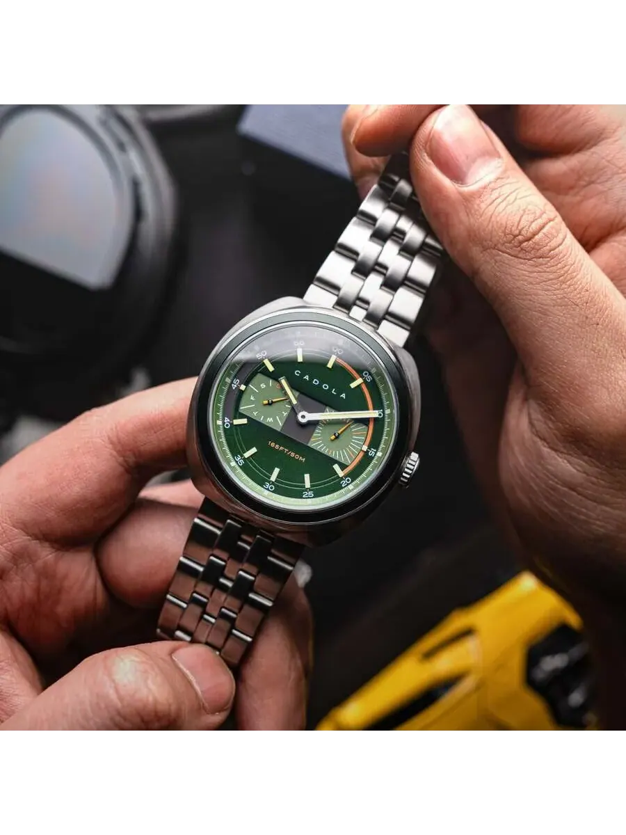Мужские часы Cadola Giulia GMT Quartz с зеленым циферблатом CD-1043-22 — изображение 4 из 4, оттенок серебряный