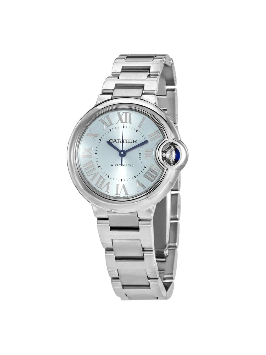 Женские автоматические часы Cartier Ballon Bleu с синим циферблатом WSBB0062 — серебристый