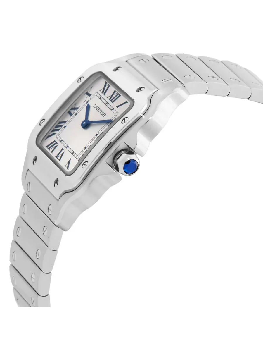 Часы Cartier Santos Small с кварцевым механизмом и серебристым циферблатом WSSA0082 — изображение 2 из 3, оттенок серебряный