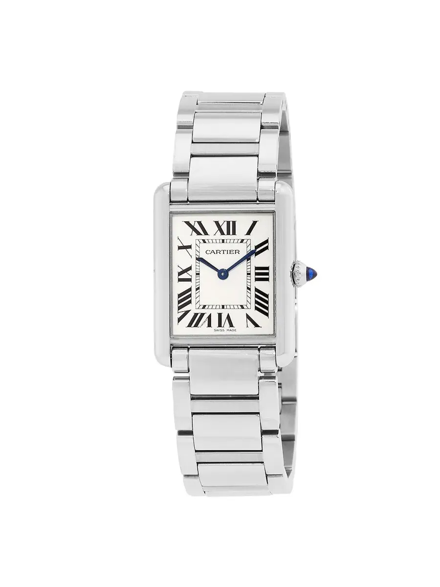 Мужские часы Cartier Tank Must Quartz с серебряным циферблатом WSTA0052