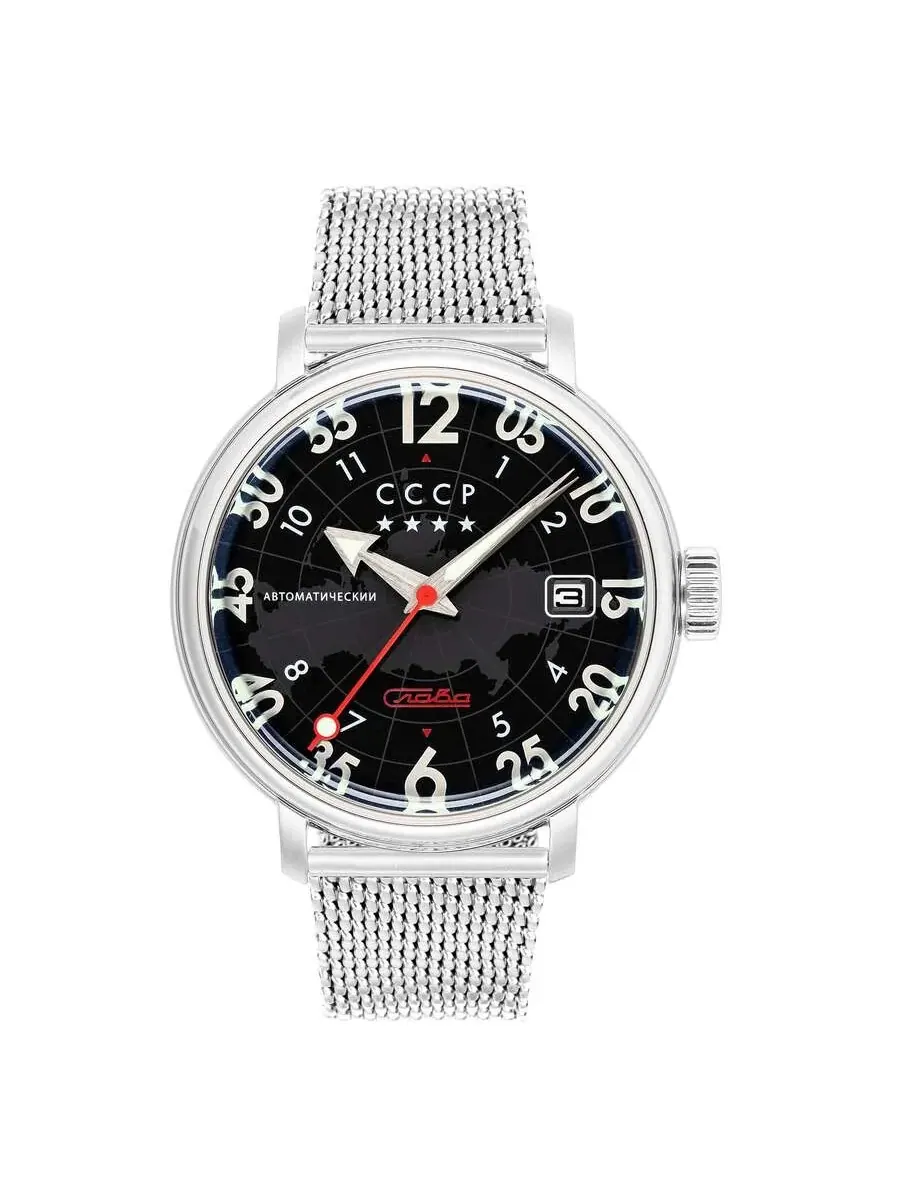 Мужские часы CCCP Hereos Comrade Automatic с черным циферблатом CP-7097-11 — серебристый