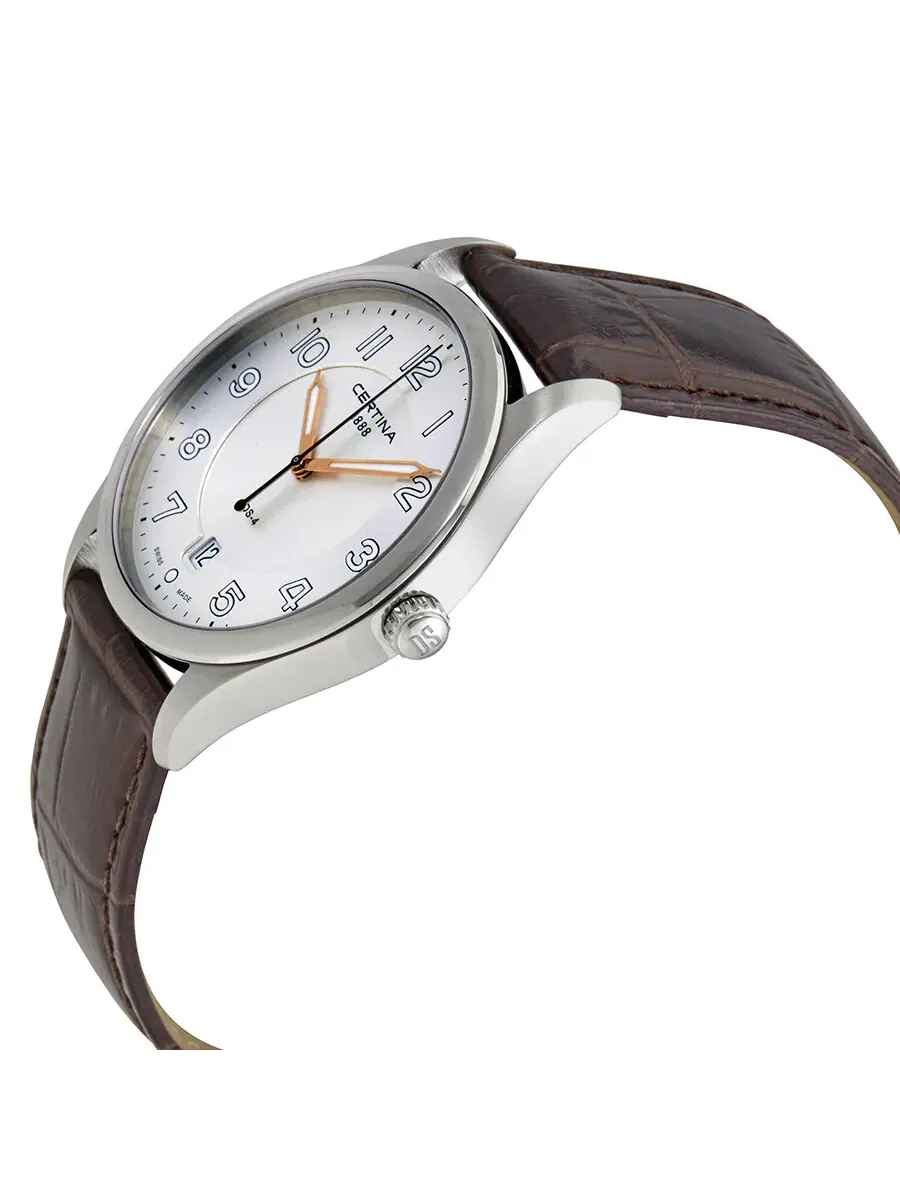 Часы Certina DS-4 с серебристым циферблатом и черным кожаным ремешком C022.410.16.030.01 — изображение 2 из 3