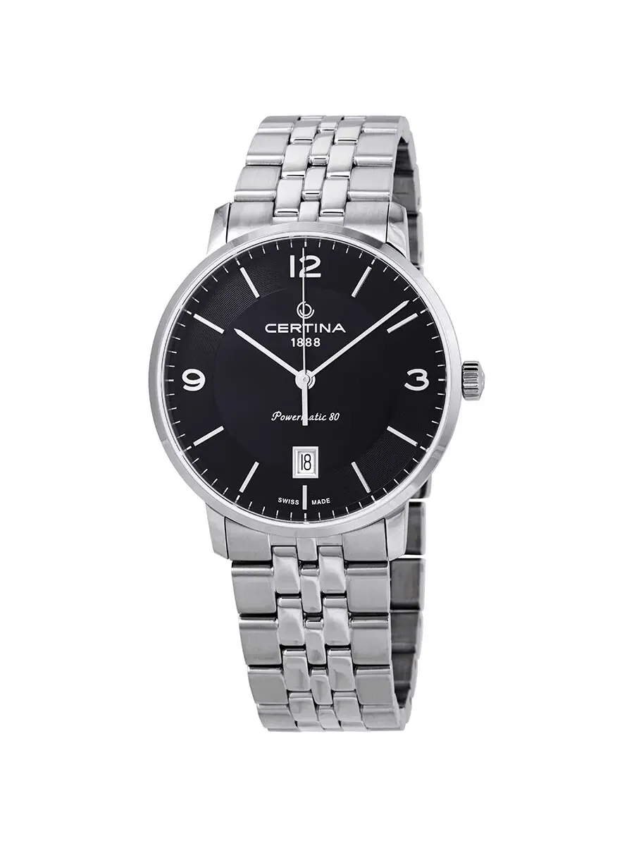 Мужские часы Certina DS Caimano Powermatic 80 с черным циферблатом C035.407.11.057.00 — серебристый