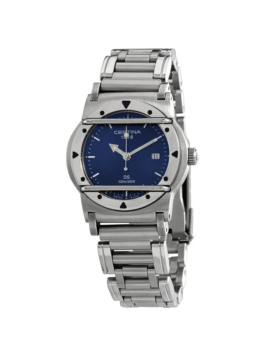 Женские часы Certina DS Cascadeur Quartz с синим циферблатом C129.8100.42.59 — серебристый