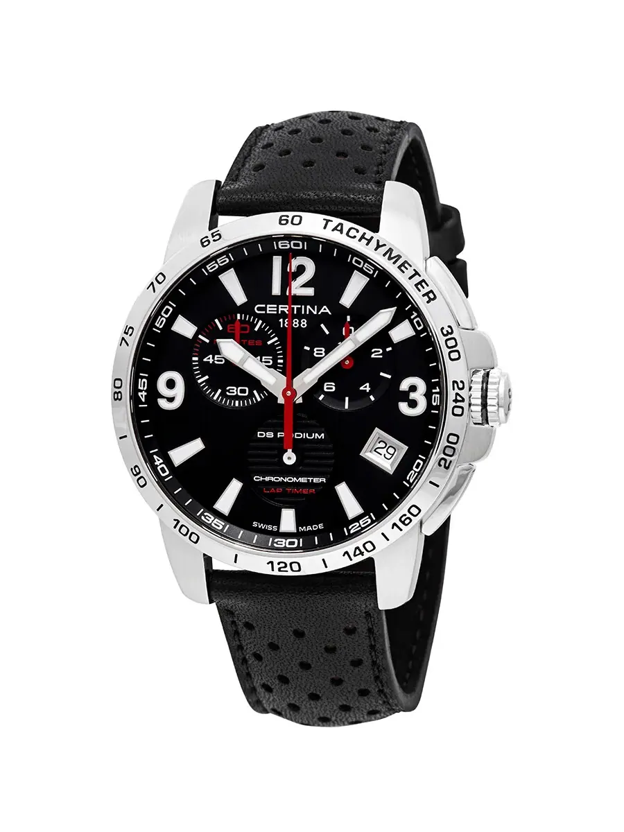 Мужские часы Certina DS Podium Chronograph Lap Timer с черным циферблатом C034.453.16.057.00