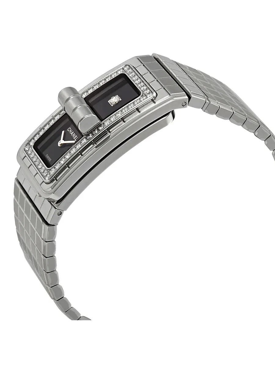 Женские часы Chanel Code CoCo с черным лаковым циферблатом и бриллиантами H5145 — изображение 2 из 3, оттенок серебряный