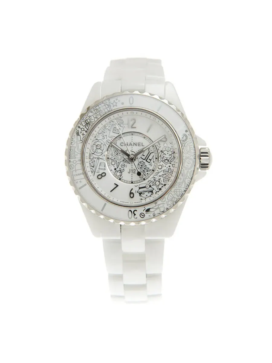Женские часы Chanel J12-20 с кварцевым механизмом, белым циферблатом и бриллиантами H6477 — изображение 3 из 6, оттенок белый