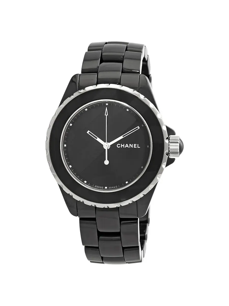 Женские автоматические часы Chanel J12 с черным циферблатом H5581