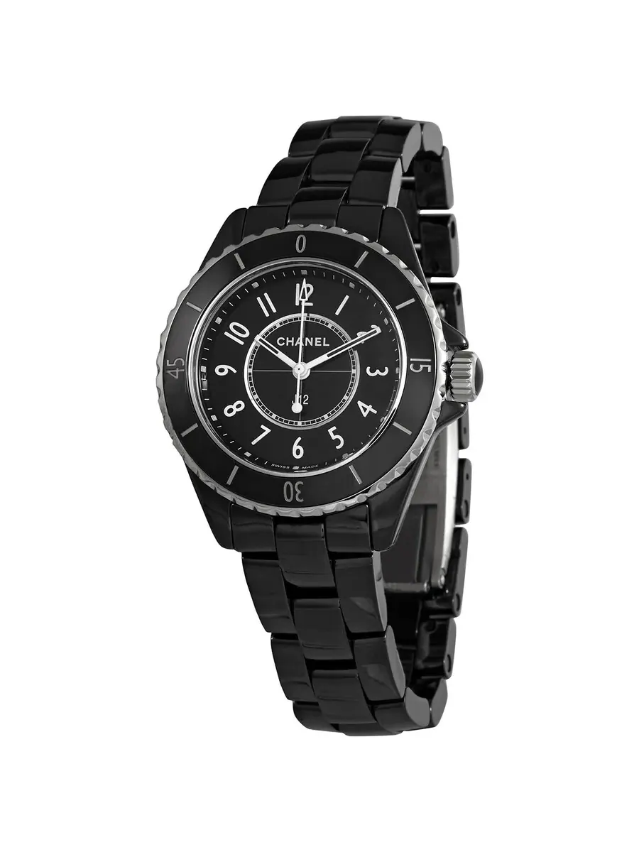 Женские часы Chanel J12 Quartz с черным циферблатом H5695