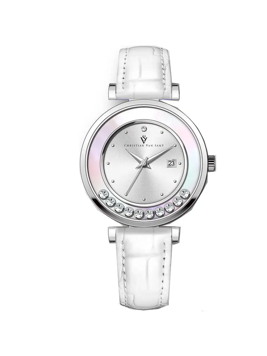 Женские часы Christian Van Sant Bria Quartz с серебристым циферблатом CV3811