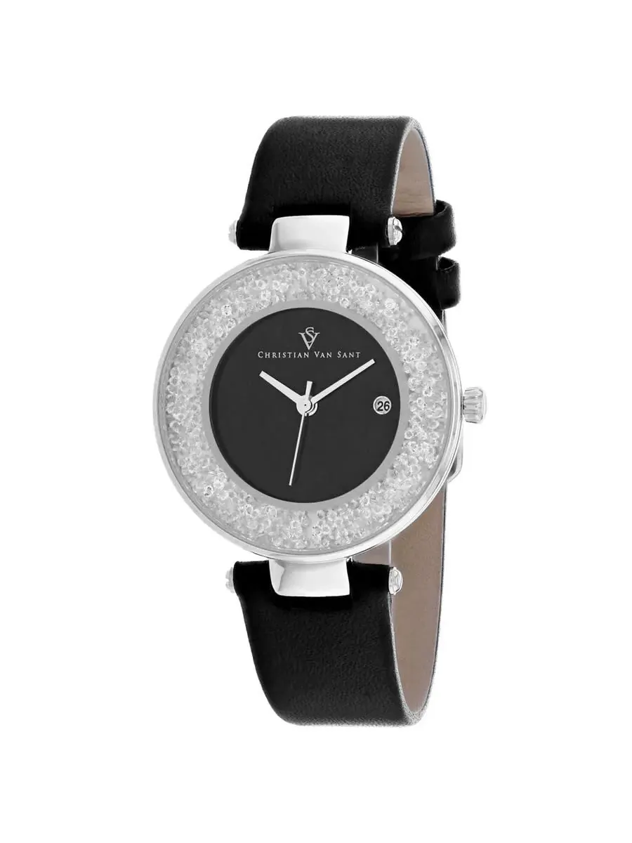 Женские часы Christian Van Sant Dazzle с черным циферблатом Quartz CV1221