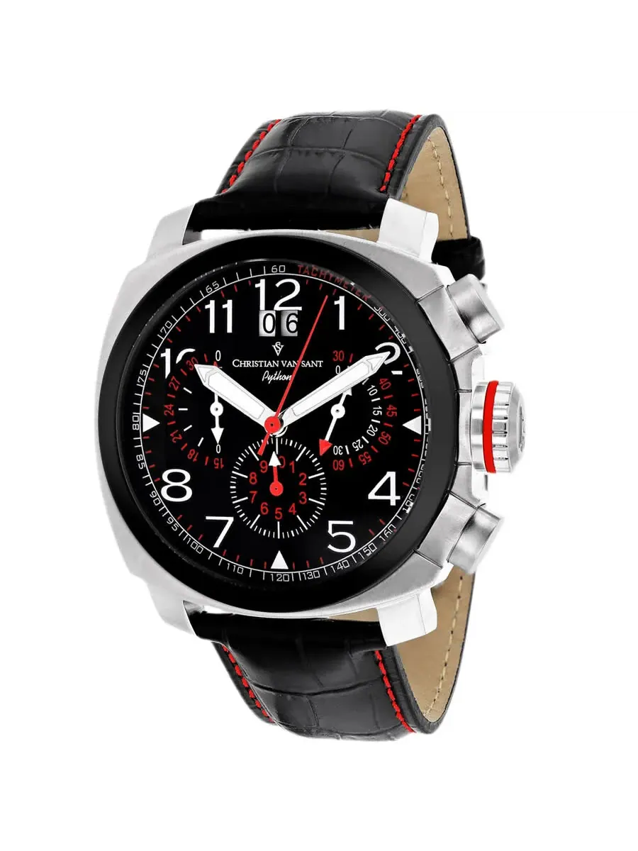 Мужские часы Christian Van Sant Grand Python Chronograph Quartz с черным циферблатом CV3AU1