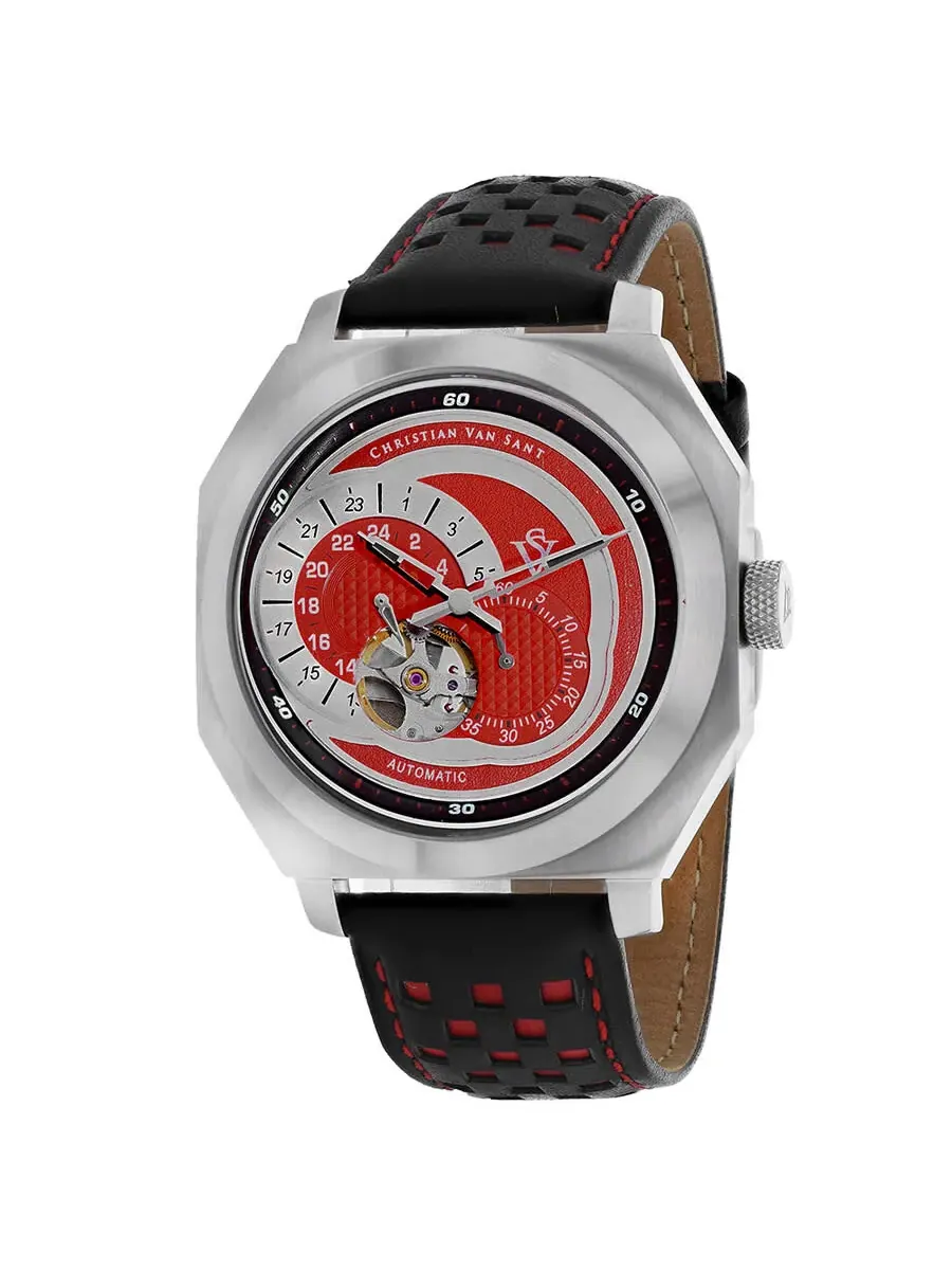 Мужские часы Christian Van Sant Machina Automatic с красным циферблатом CV0561