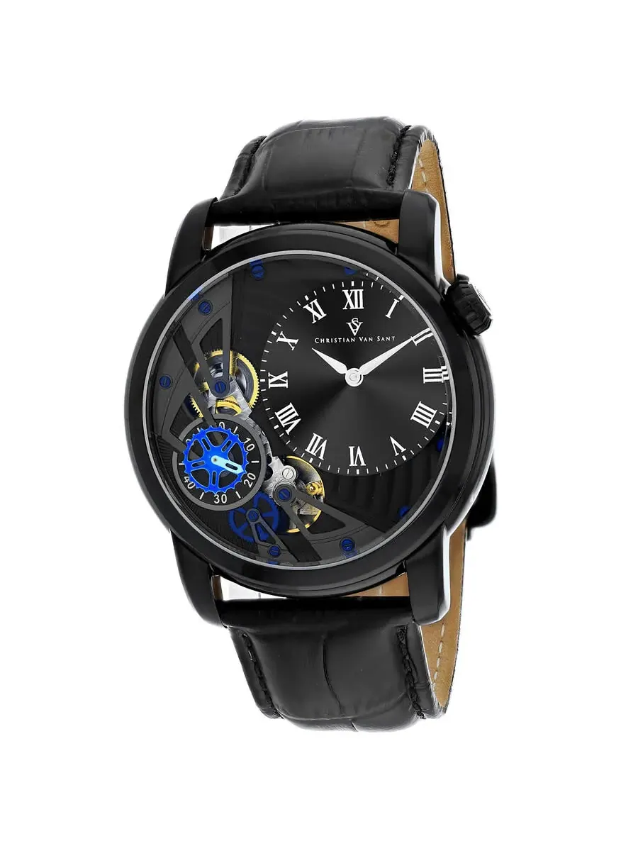 Мужские часы Christian Van Sant Sprocket Auto-Quartz с черным циферблатом CV1550