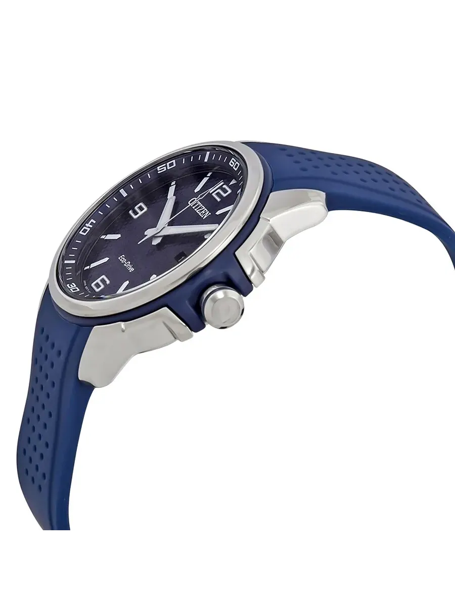 Мужские часы Citizen AR с синим циферблатом и синим полиуретановым ремешком Eco-Drive AW1158-05L — изображение 2 из 3