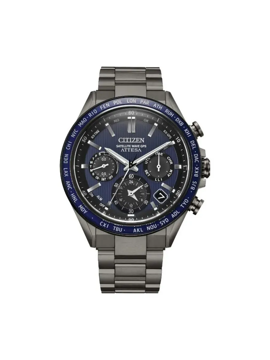 Мужские часы Citizen Attesa Perpetual с синим циферблатом CC4059-64L — фиолетовый
