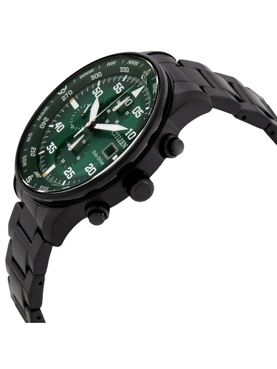 Мужские часы Citizen Aviator Eco-Drive Chronograph с зеленым циферблатом CA0885-54X — изображение 2 из 3, оттенок черный