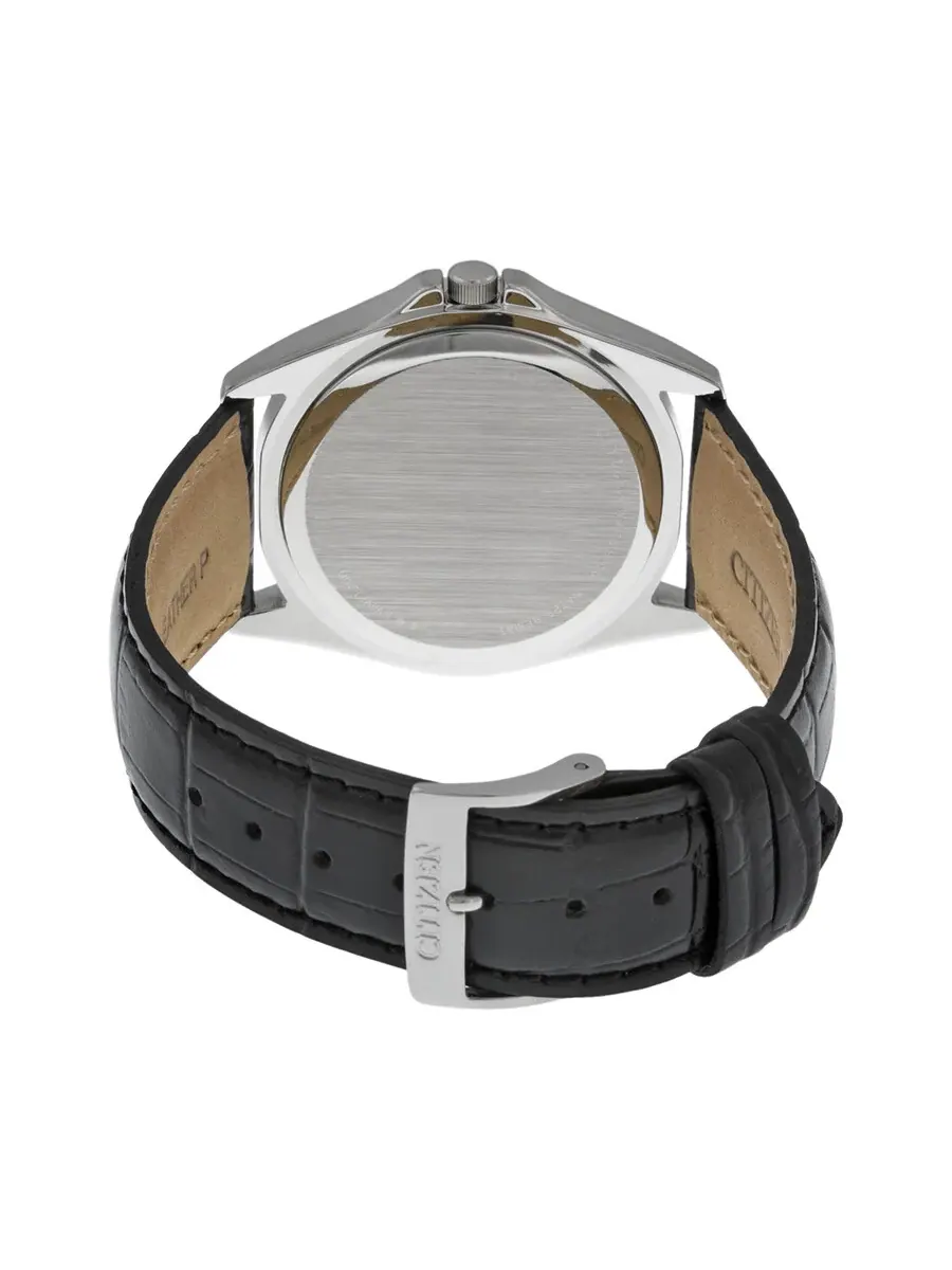 Мужские часы Citizen Black с черным циферблатом и черным кожаным ремешком BF0580-06E — изображение 3 из 4, оттенок серебряный