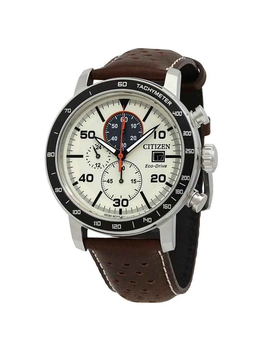 Мужские часы Citizen Brycen Chronograph с светло-коричневым циферблатом CA0649-06X
