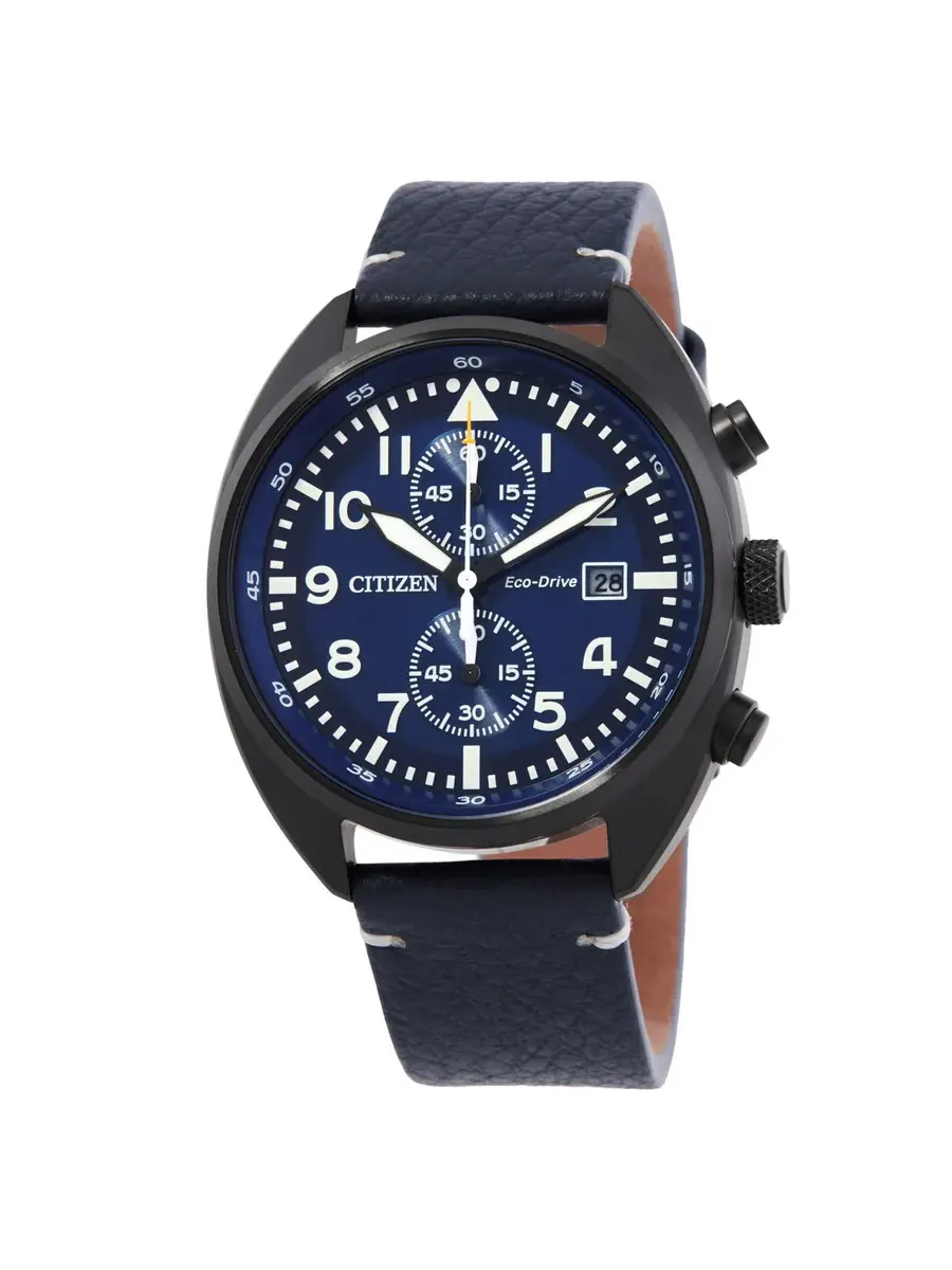 Мужские часы Citizen Chronograph Eco-Drive с синим циферблатом CA7048-08L
