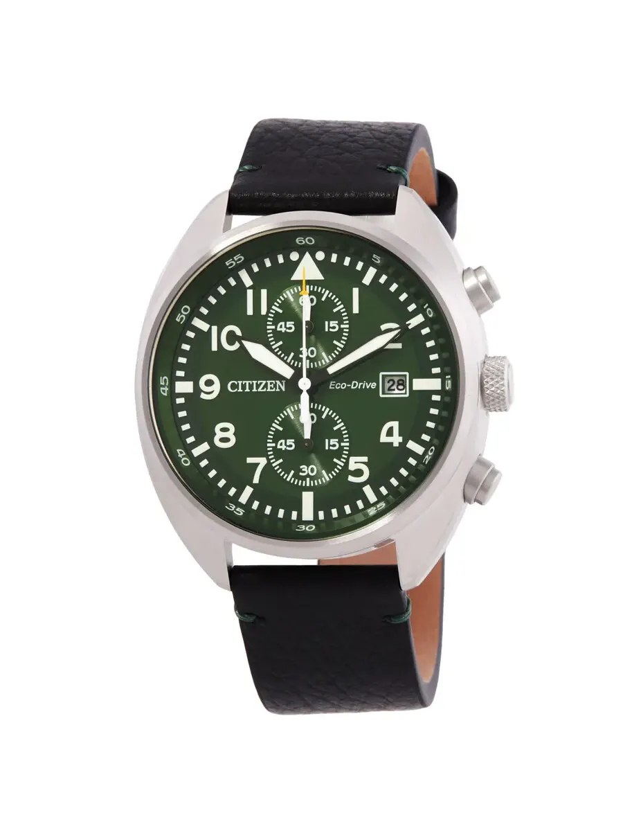 Мужские часы Citizen Chronograph Eco-Drive с зеленым циферблатом CA7041-07X