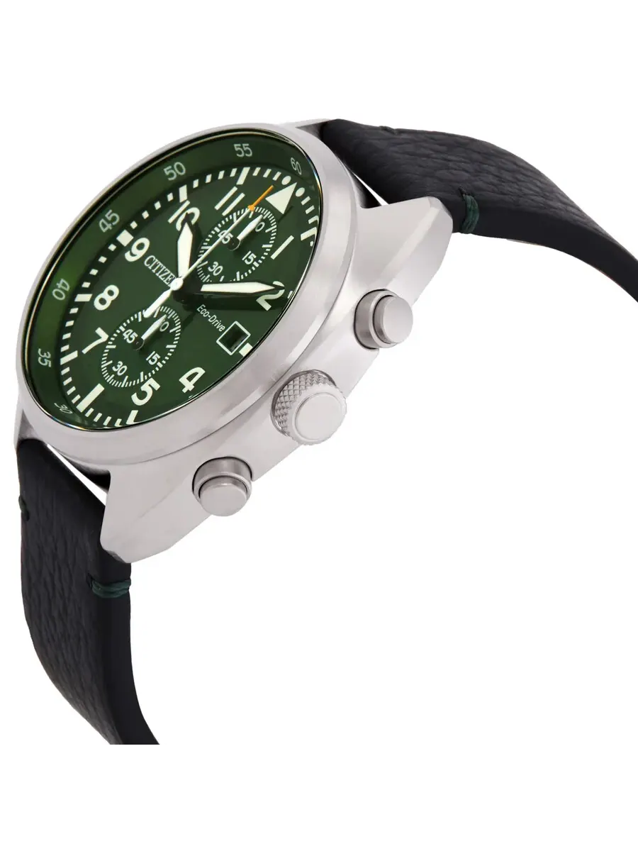 Мужские часы Citizen Chronograph Eco-Drive с зеленым циферблатом CA7041-07X — изображение 2 из 3, оттенок серебряный
