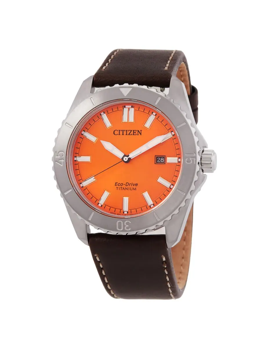 Мужские часы Citizen Weekender с кварцевым механизмом и оранжевым циферблатом AW1840-09X