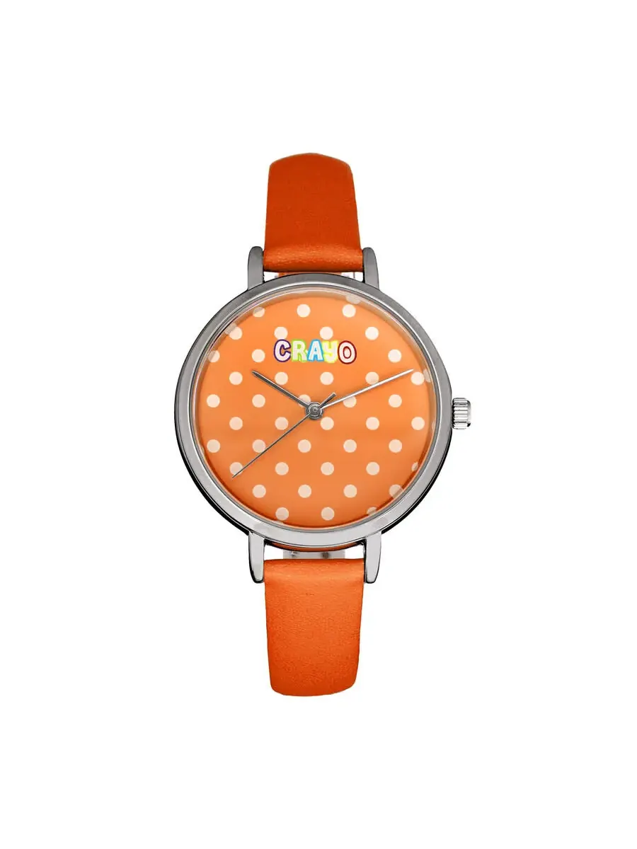 Часы унисекс Crayo Dot Quartz с оранжевым циферблатом CRACR5901 — серебристый