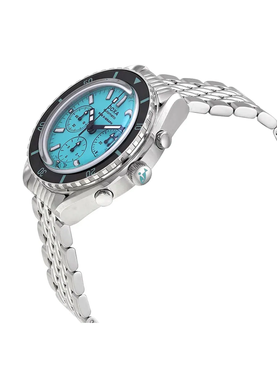 Мужские часы Doxa SUB 200 C-Graph Aquamarine хронограф автомат с синим циферблатом 798.10.241.10 — изображение 2 из 3
