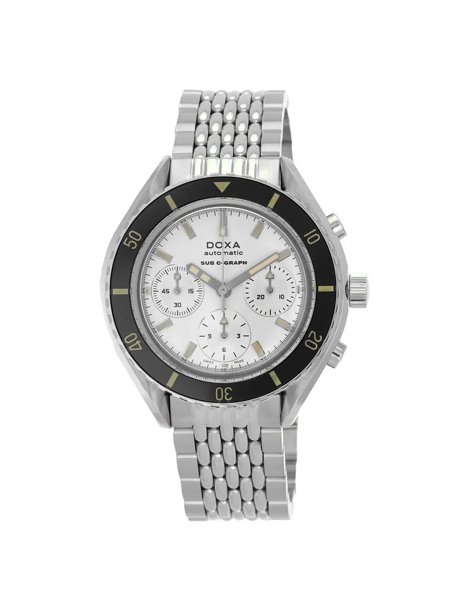 Мужские часы Doxa Sub 200 C-Graph Searambler Chronograph Automatic с серебристым циферблатом 798.10.021.10 — черный