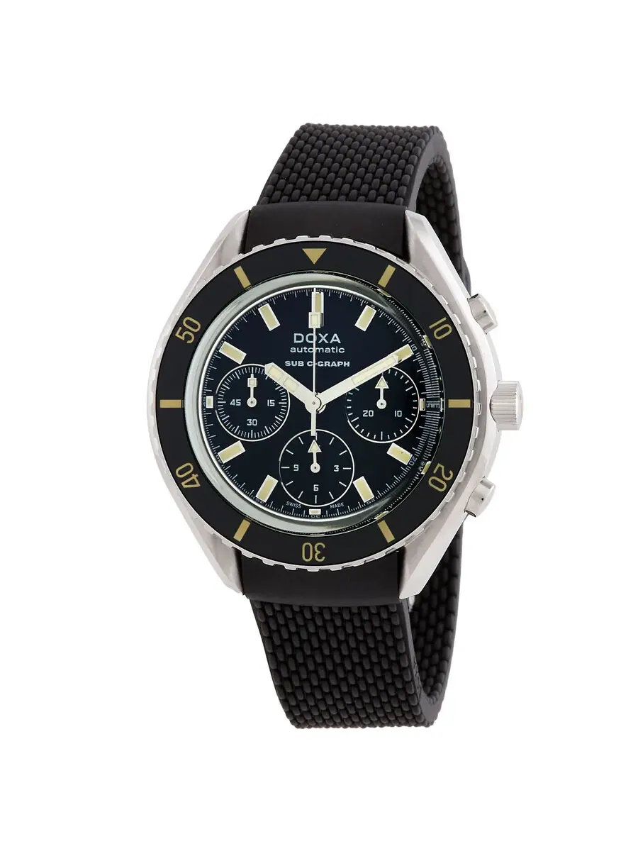 Наручные часы мужские Doxa SUB 200 C-Graph Sharkhunter Chronograph Automatic с черным циферблатом 798.10.101.20 — черный
