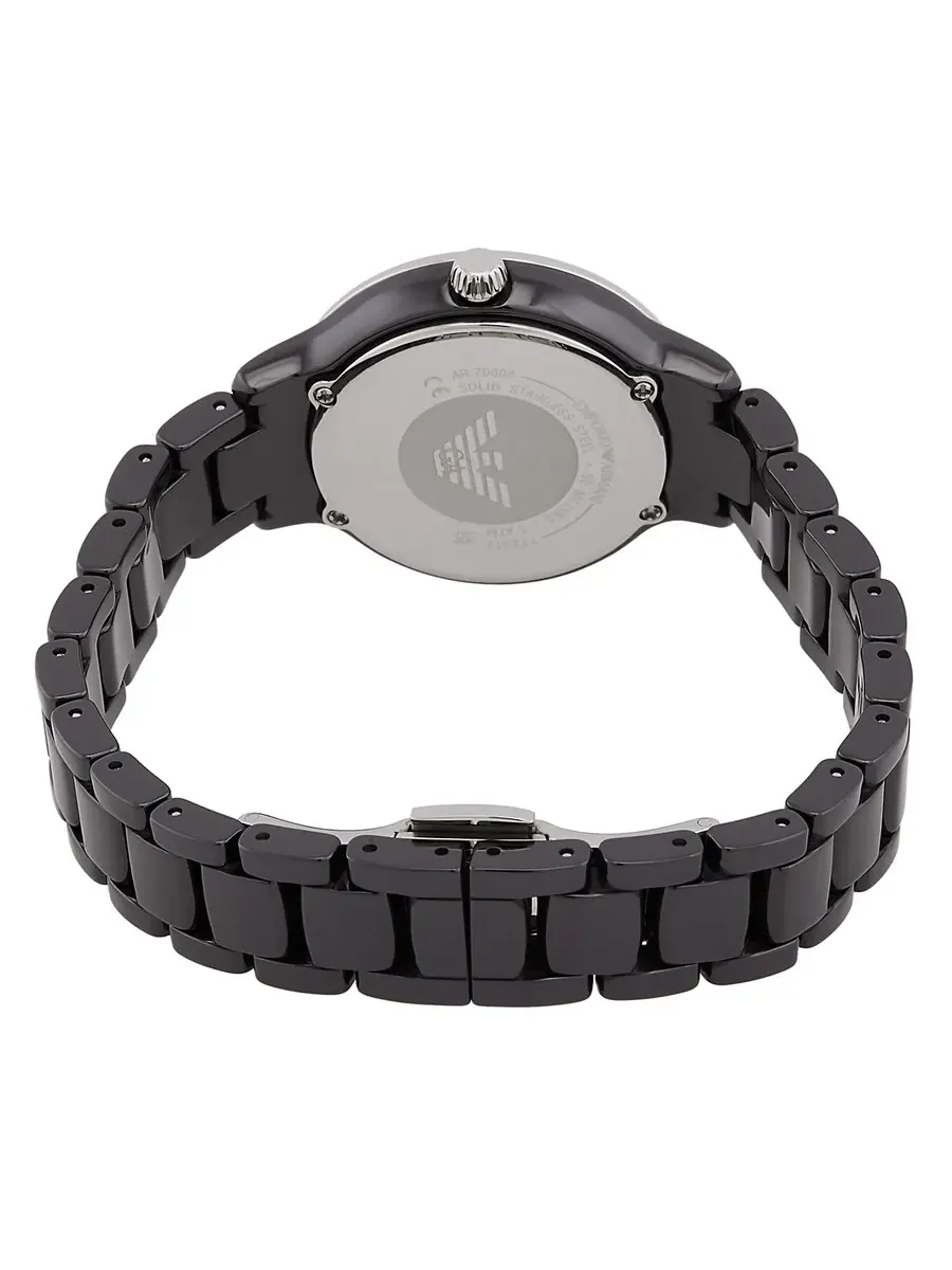 Женские часы Emporio Armani Cleo с кварцевым механизмом, черным циферблатом AR70008 — изображение 3 из 3, оттенок серебряный