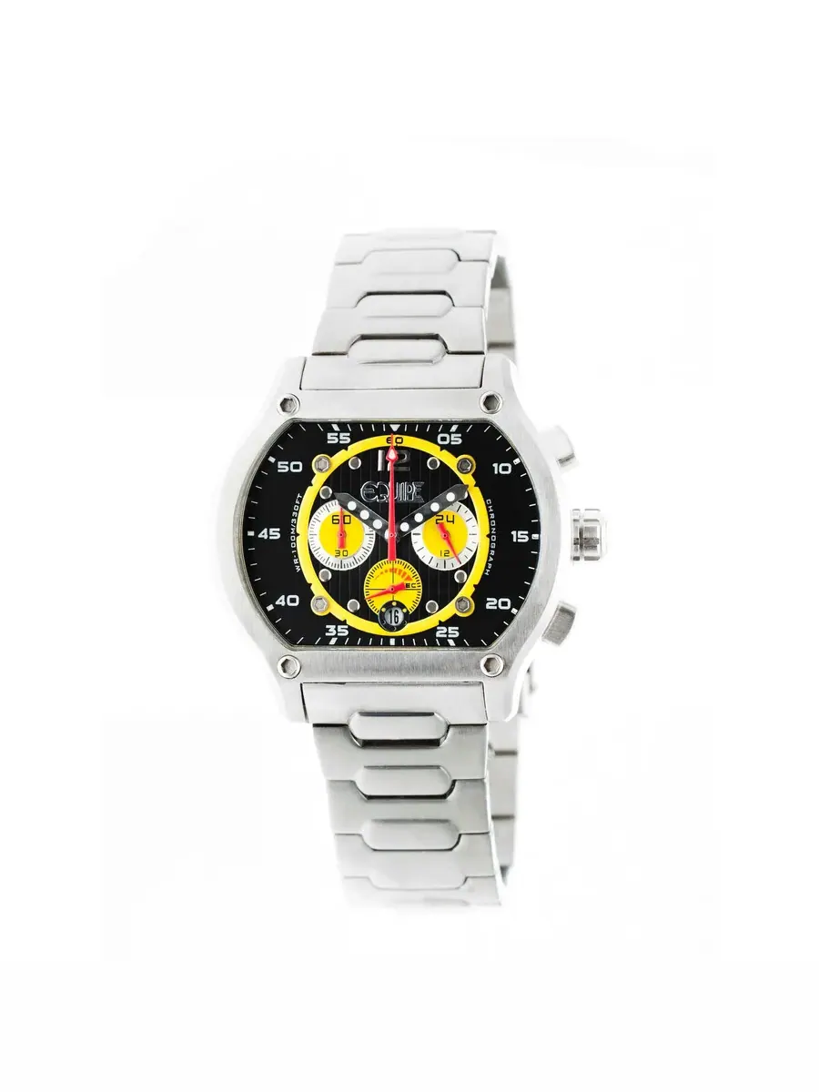 Мужские часы Equipe Dash Chronograph с черным циферблатом и корпусом из нержавеющей стали E708 — серебристый
