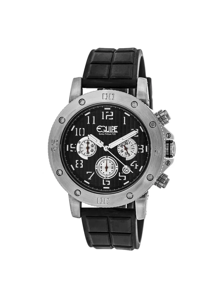 Мужские часы Equipe Tritium Arciform Chronograph с черным циферблатом ET407 — серебристый