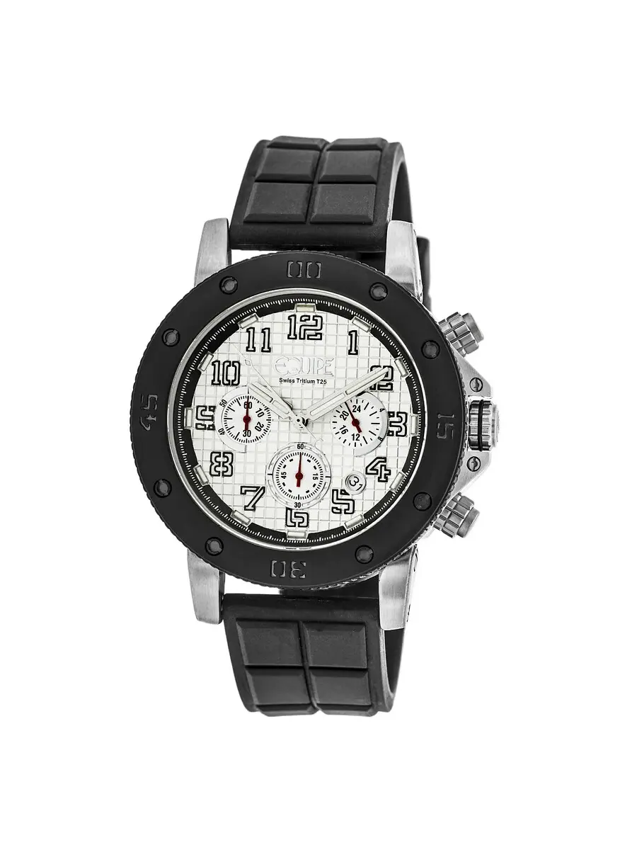 Мужские часы Equipe Tritium Arciform Chronograph с серебристым циферблатом ET411 — черный