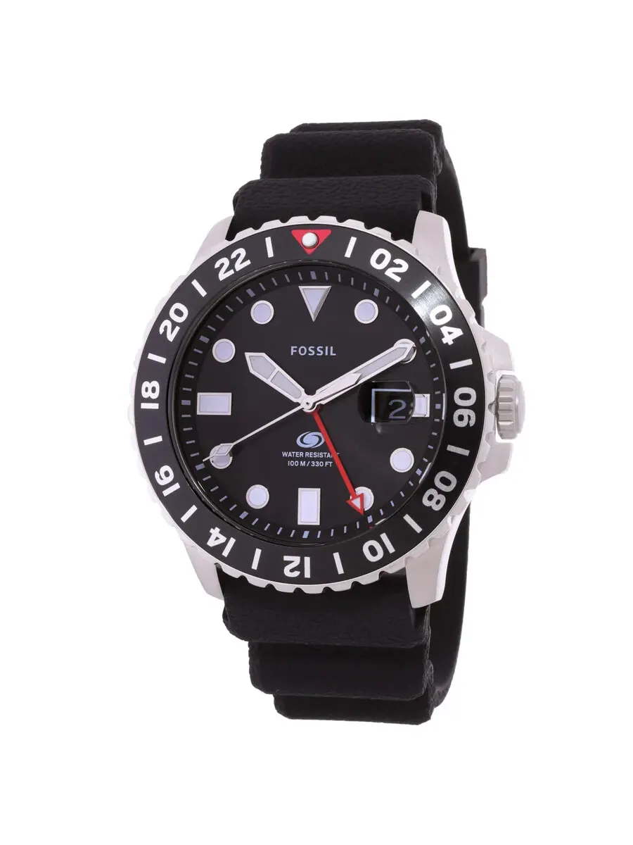 Мужские часы Fossil Blue GMT с кварцевым механизмом и черным циферблатом FS6036 — черный