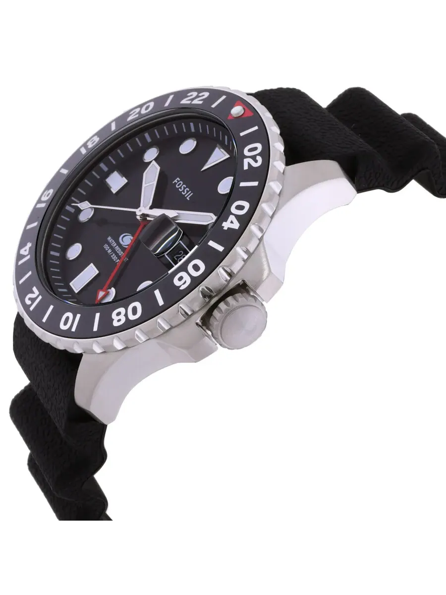 Мужские часы Fossil Blue GMT с кварцевым механизмом и черным циферблатом FS6036 — изображение 2 из 3, оттенок черный
