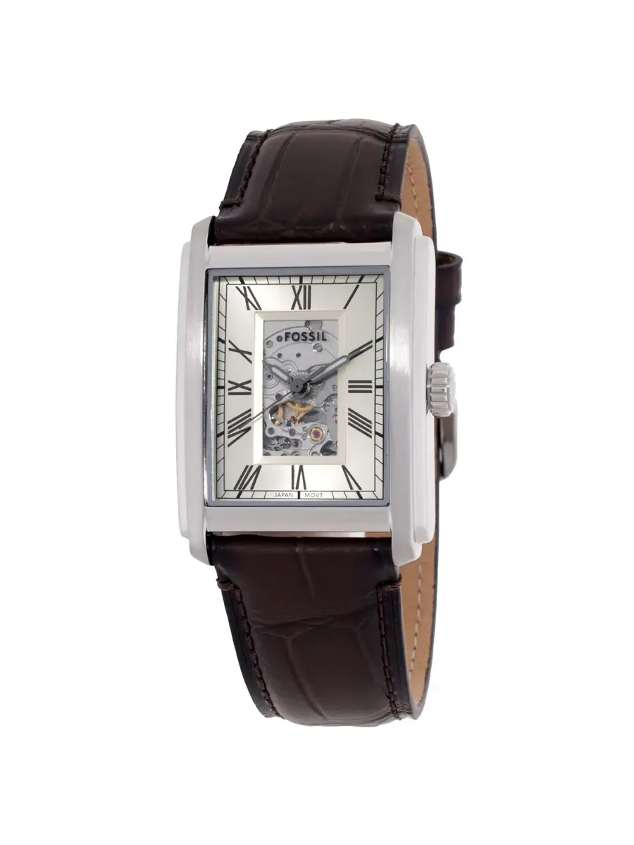 Часы Fossil Carraway Automatic с бежевым циферблатом ME3272 — серебристый