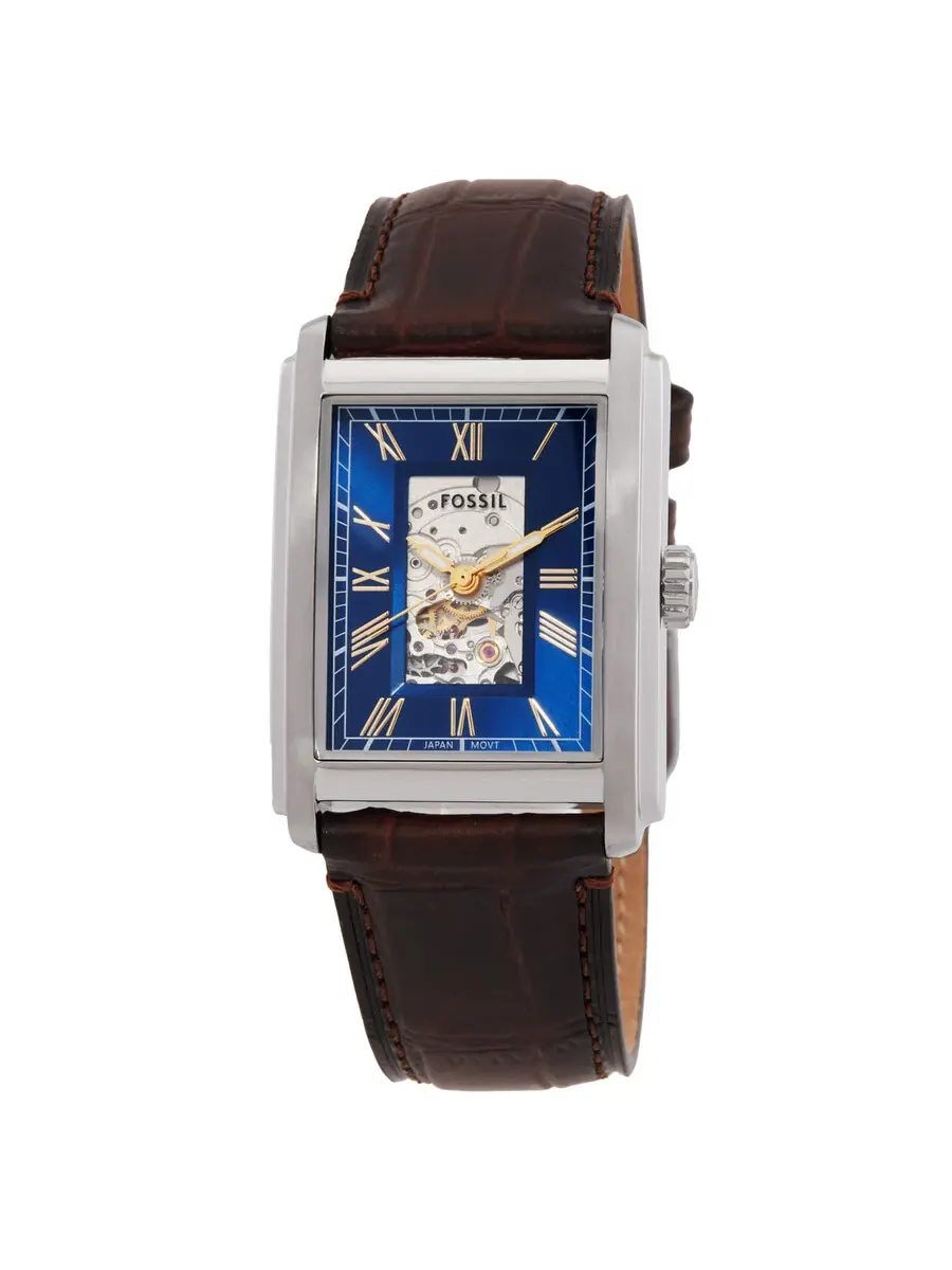 Женские и мужские часы Fossil Carraway Automatic с синим циферблатом ME3273 — серебристый