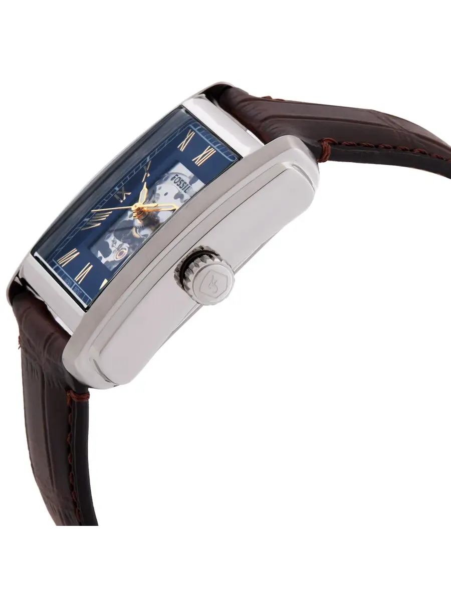 Женские и мужские часы Fossil Carraway Automatic с синим циферблатом ME3273 — изображение 2 из 3, оттенок серебряный