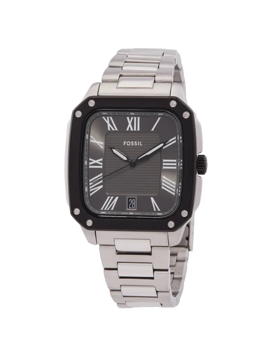 Мужские часы Fossil Crosby с серым кварцевым циферблатом FS6122 — черный